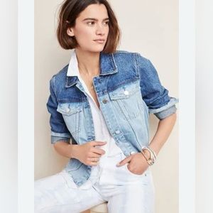 Blank NYC two tone raw hem denim cropped jacket NWT